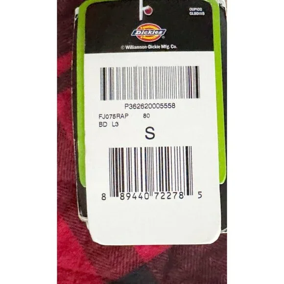 DICKIES Quilted Flannel Shirt Jacket Shacket Full Snap Button Size Sm NEW NWT - Picture 5 of 8